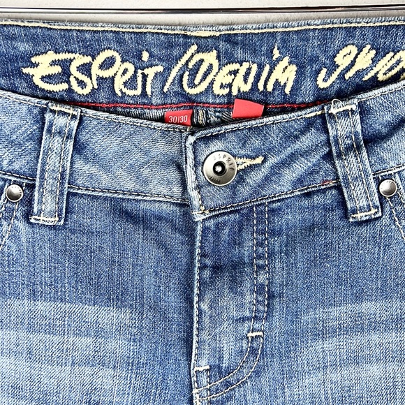 ESPRIT | 👖94107 Style Blue Light Wash Faded Low-Rise Bootcut Denim Jeans - Picture 3 of 9